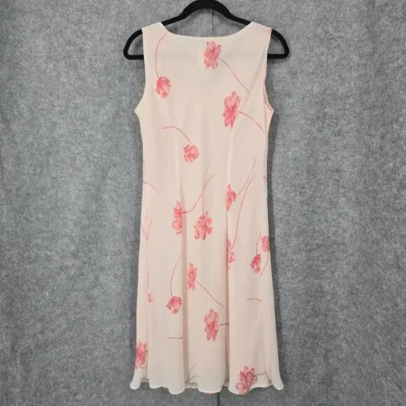 VTG Jessica Howard Petites Dress Women Size 14P Sleeveless Overlay Sheath Floral - Picture 9 of 10